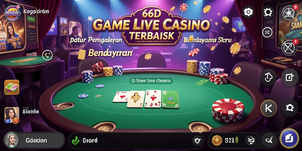 Tampilan grafis 66D saat permainan Live Casino berlangsung.