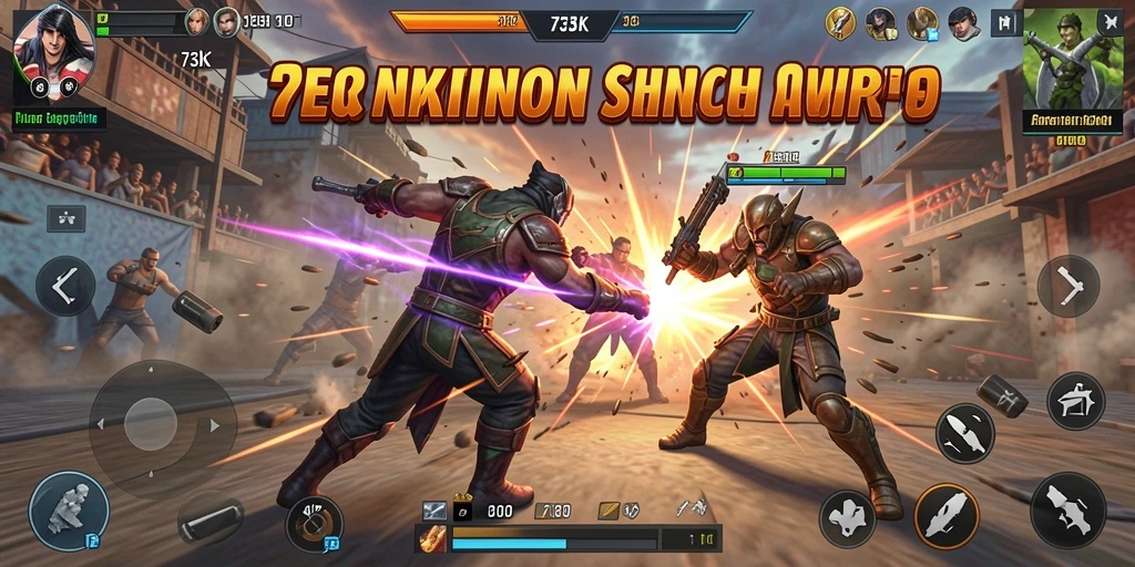 Screenshot utama 73K menampilkan pertarungan yang intens dan mendebarkan.