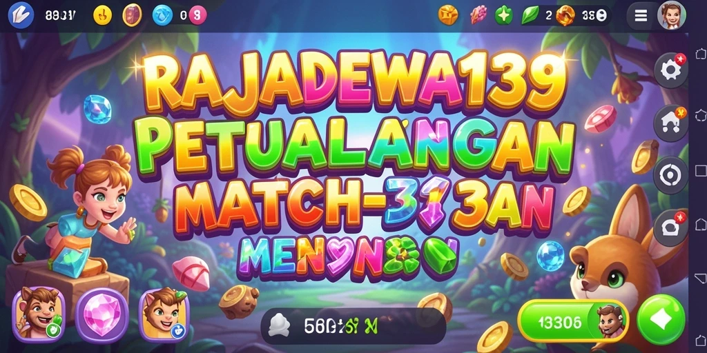 Tampilan gameplay menarik dengan tantangan Match-3 di RAJADEWA138.